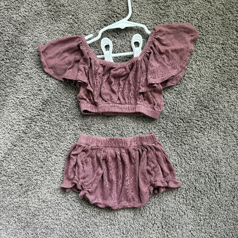 The Woods by Kate Quinn  Baby Girl Two Piece Pink Beachy Outfit 6-12m